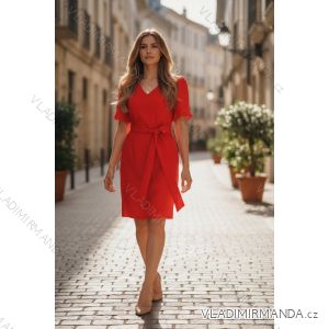 Šaty krátke elegantné letné krátky rukáv dámske (S/M/L ONE SIZE) TALIANSKA MÓDA IMD26057