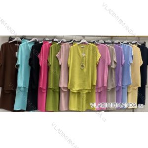 Súprava letné tričko krátky rukáv a nohavice dámske nadrozmer (50/52/54 ONE SIZE) TALIANSKA MÓDA IMC26102