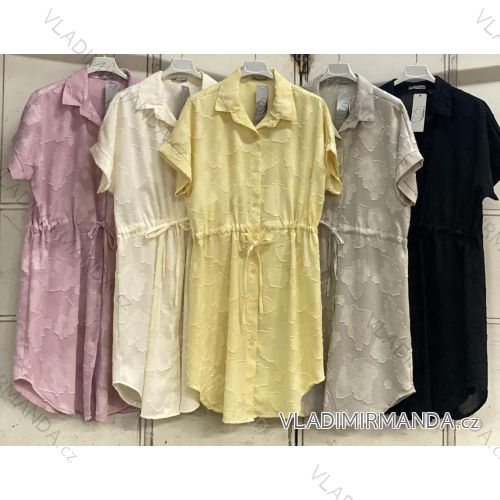 Košile prodloužená stahovací krátký rukáv dámská nadrozměr (46/48/50 ONE SIZE) ITALSKÁ MÓDA IMC26108