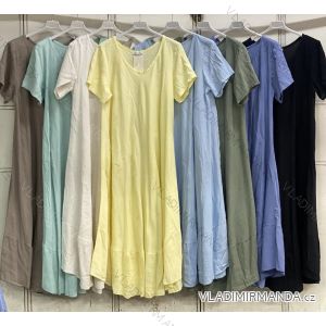Šaty dlhé letné krátky rukáv dámske nadrozmer (54/56/58 ONE SIZE) TALIANSKA MÓDA IMC26109