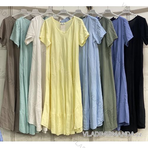 Šaty dlhé letné krátky rukáv dámske nadrozmer (54/56/58 ONE SIZE) TALIANSKA MÓDA IMC26109