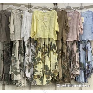 Súprava letná blúzka krátky rukáv a šaty dámske nadrozmer (48/50/52 ONE SIZE) TALIANSKA MÓDA IMC26114