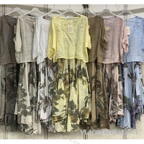 Súprava letná blúzka krátky rukáv a šaty dámske nadrozmer (48/50/52 ONE SIZE) TALIANSKA MÓDA IMC26114