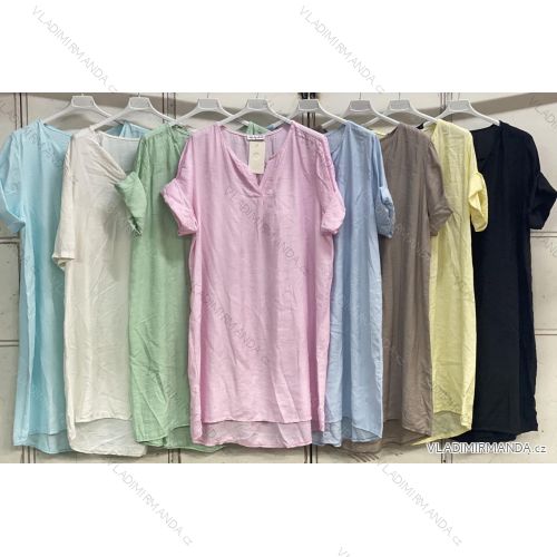 Šaty letné krátky rukáv dámske nadrozmer (50/52/54 ONE SIZE) TALIANSKA MÓDA IMC26116