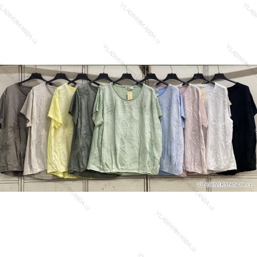 Tričko krátky rukáv dámske nadrozmer (48/50/52 ONE SIZE) TALIANSKA MÓDA IMC26124