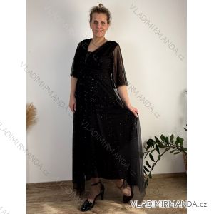 Šaty spoločenské dlhé elegantný dlhý rukáv dámske AMANDA (44/46/48 ONE SIZE) TALIANSKA MÓDA IMPSH2420033/DU