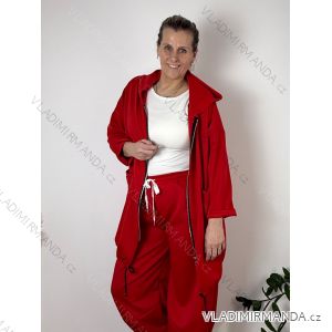 Mikina predĺžená s kapucňou na zips dlhý rukáv dámska nadrozmer (52/54/56 ONE SIZE) TALIANSKA MÓDA IM426081/DU