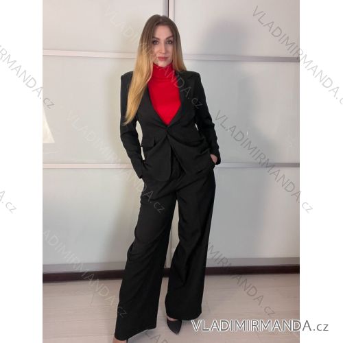 Súprava elegantný sako a nohavice dámske (S-L ONE SIZE) TALIANSKA MÓDA IMPLU252763-2/DUR S čierna