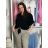 Košeľa elegantný krátky rukáv dámska BARBARA (S/M/L ONE SIZE) TALIANSKA MÓDA IMC26048/DU S/M/L čierna