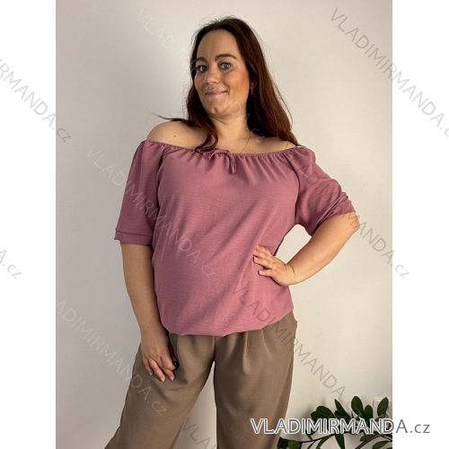 Halenka krátky rukáv dámske nadrozmer MINA (50/52/54 ONE SIZE) TALIANSKA MÓDA IMC261113