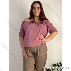 Halenka krátky rukáv dámske nadrozmer MINA (50/52/54 ONE SIZE) TALIANSKA MÓDA IMC261113/DU