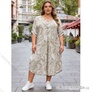 Šaty košeľové letné krátky rukáv dámske nadrozmer (54/56/58 ONE SIZE) TALIANSKA MÓDA IM426116