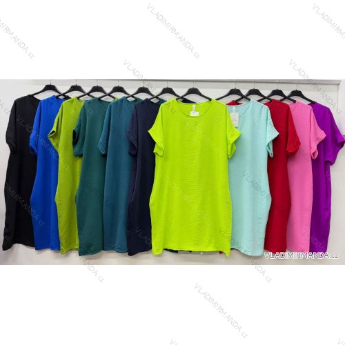 Šaty klasik letný krátky rukáv dámske nadrozmer (46/48/50 ONE SIZE) TALIANSKA MÓDA IM426119
