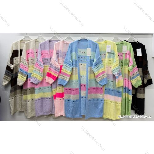 Cardigan pletený dlhý rukáv dámsky nadrozmer (54/56/58 ONE SIZE) TALIANSKA MÓDA IM426121