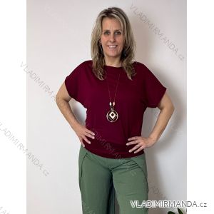 Tunika s príveskom krátky rukáv dámske nadrozmer VIVIEN  (40/42/44 ONE SIZE) TALIANSKA MÓDA IM426022