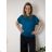 Tunika s príveskom krátky rukáv dámske nadrozmer VIVIEN  (40/42/44 ONE SIZE) TALIANSKA MÓDA IM426022/DU  modrá petrolejová