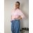 Košeľa mušelínová 3/4 dlhý rukáv dámska DITA (S/M/L ONE SIZE) TALIANSKA MÓDA IMWDL260001/DU S/M/L růžová světlá