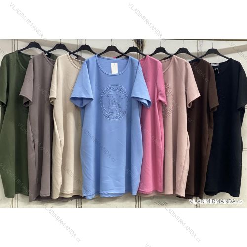 Šaty krátke letné krátky rukáv dámske nadrozmer (54/56/58 ONE SIZE) TALIANSKA MÓDA IMC26134