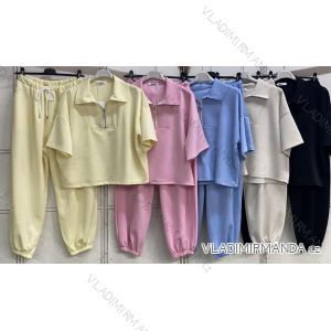 Súprava tepláková oversize mikina krátky rukáv a nohavice dámske (S/M/L ONE SIZE) TALIANSKA MÓDA IMC26137