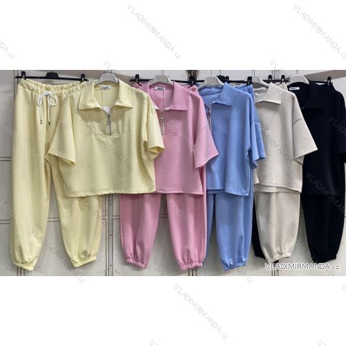 Súprava tepláková oversize mikina krátky rukáv a nohavice dámske (S/M/L ONE SIZE) TALIANSKA MÓDA IMC26137