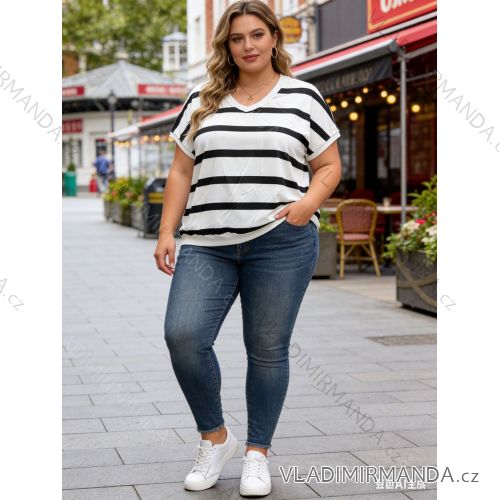 Tričko krátky rukáv dámske nadrozmer (54/56/58 ONE SIZE) TALIANSKA MÓDA IM426126