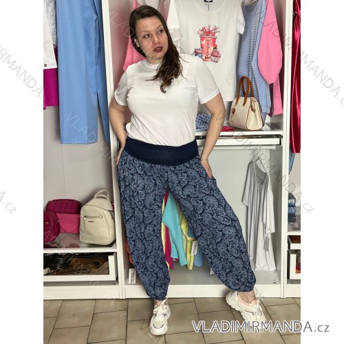 Nohavice háremky aladinky dlhé dámske (L/XL ONE SIZE) TALIANSKA MÓDA IMD22211/DR S/M/L tmavě modrá