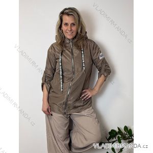 Bunda šusťáková s kapucňou dlhý rukáv nadrozměr NICOLA dámska (40/42/44 ONE SIZE) TALIANSKA MÓDA IMSM260003/DU
