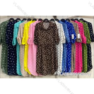 Šaty košeľové letná bodka 3/4 dlhý rukáv dámske nadrozmer (46/48/50 ONE SIZE) TALIANSKA MÓDA IMC26131