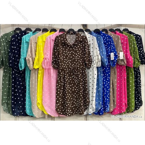 Šaty košeľové letná bodka 3/4 dlhý rukáv dámske nadrozmer (46/48/50 ONE SIZE) TALIANSKA MÓDA IMC26131