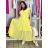 Šaty letné šifónové krátky rukáv dámske AMANDA (S/M/L ONE SIZE) TALIANSKA MóDA IM42600014/DUR S/M/L žlutá