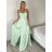 Šaty dlhé elegantné letné na ramienka dámske (XS/S/M ONE SIZE) TALIANSKA MÓDA IMM25M40243/DUR  zelená lipová S/M