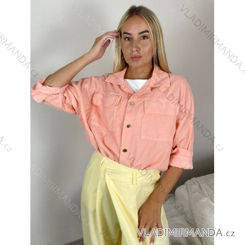 Bunda lehká oversize dlhý rukáv dámska (S/M/L ONE SIZE) TALIANSKA MÓDA IMWBHP260001/DUR S/M/L růžová lososová
