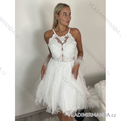 Šaty krátké společenské bez rukávu dámské MARIANA (S/M ONE SIZE) ITALSKÁ MÓDA IMPSH24C18806A/DU S / M biela