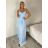 Šaty dlhé spoločenské na ramienka dámske RAMONA (S/M/L ONE SIZE) TALIANSKA MÓDA IMM26M44322/DU S/M/L svetlo modrá