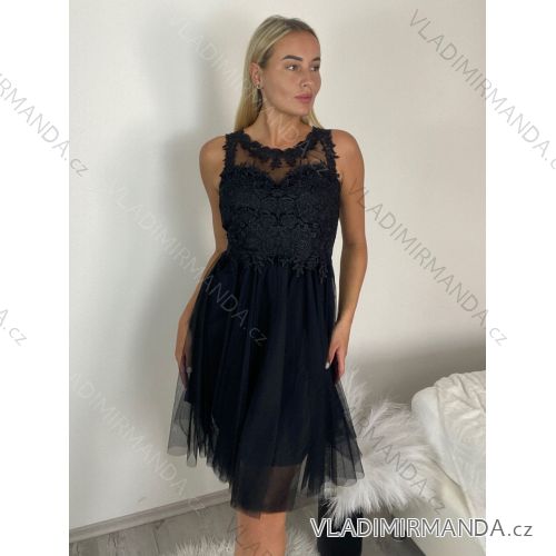 Šaty společenské elegantné plesové krátké bez rukávov čipka dámske (uni s/m) TALIANSKA MóDA IM921BELLA