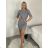 Šaty úpletové riadkové dlhý rukáv dámske (XS/S/M ONE SIZE) TALIANSKA MÓDA IMD25219/DUR šedá XS/S/M