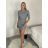 Šaty úpletové riadkové dlhý rukáv dámske (XS/S/M ONE SIZE) TALIANSKA MÓDA IMD25219/DUR šedá XS/S/M