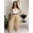 Nohavice elegantní dlhé s opaskom dámske BEATA (S/M/L ONE SIZE) TALIANSKA MÓDA IMWHA261112/DU S/M/L béžová