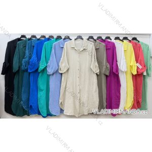 Šaty košeľové letný mušelín 3/4 krátky rukáv dámske nadrozmer (48/50/52 ONE SIZE) TALIANSKA MÓDA IM426141