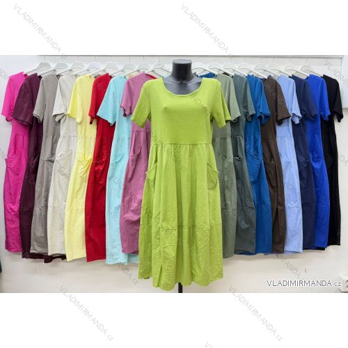Šaty dlhé letné voľnočasové krátky rukáv dámske nadrozmer (42/44/46 ONE SIZE) TALIANSKA MÓDA IM426143