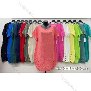 Šaty voľnočasové letné krátky rukáv dámske nadrozmer (44/46/48 ONE SIZE) TALIANSKA MÓDA IM426146