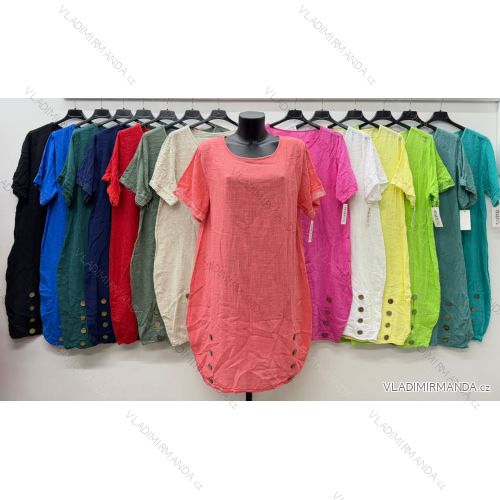 Šaty voľnočasové letné krátky rukáv dámske nadrozmer (44/46/48 ONE SIZE) TALIANSKA MÓDA IM426146