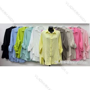 Košeľa klasik mušelínová krátky rukáv dámska nadrozmer (50/52/54 ONE SIZE) TALIANSKA MÓDA IM426147