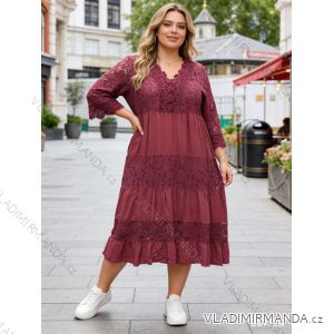 Šaty voľnočasové letné oversize krajkové 3/4 dlhý rukáv dámske nadrozmer (50/52/54 ONE SIZE) TALIANSKA MÓDA IM426148