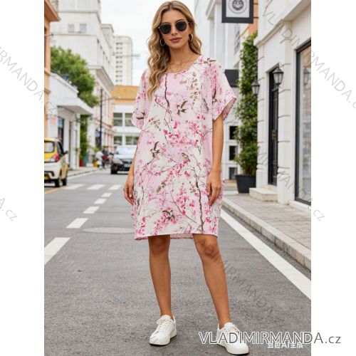 Šaty voľnočasové letné oversize dlhý rukáv dámske nadrozmer (50/52/54 ONE SIZE) TALIANSKA MÓDA IM426149