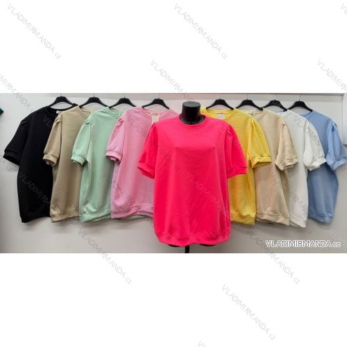 Mikina maslová krátky rukáv dámska nadrozmer (48/50/52 ONE SIZE) TALIANSKA MÓDA IM426160