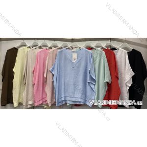 Tričko krátky rukáv dámske nadrozmer (50/52/54 ONE SIZE) TALIANSKA MÓDA IMC26128