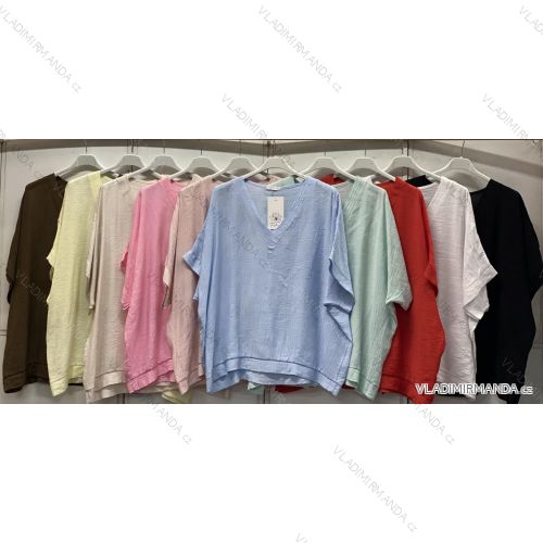 Tričko krátky rukáv dámske nadrozmer (50/52/54 ONE SIZE) TALIANSKA MÓDA IMC26128