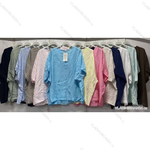 Tričko krátky rukáv dámske nadrozmer (48/50/52 ONE SIZE) TALIANSKA MÓDA IMC26151