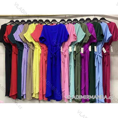 Šaty dlhé letné krátky rukáv dámske nadrozmer (50/52/54 ONE SIZE) TALIANSKA MÓDA IMC26153